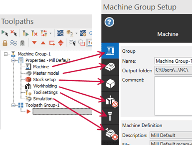Enhanced Machine Group Setup Workflow ใน Mastercam 2026