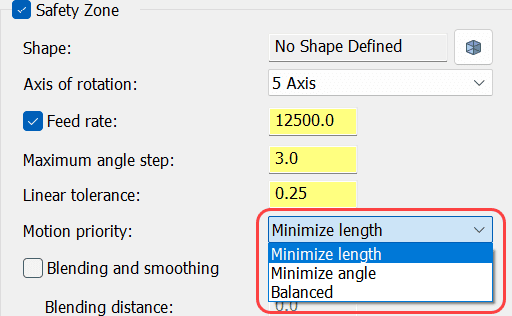 Safety Zone Motion Priority ใน Mastercam 2026