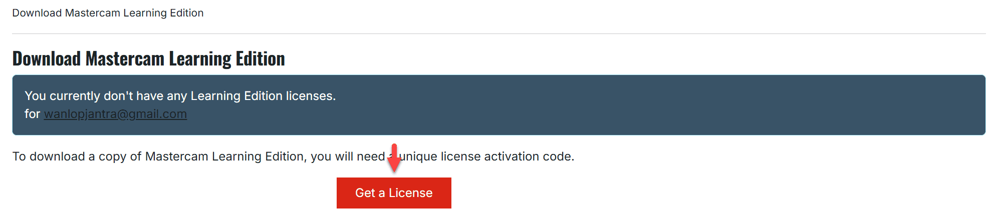 Step 11 กด Get a License