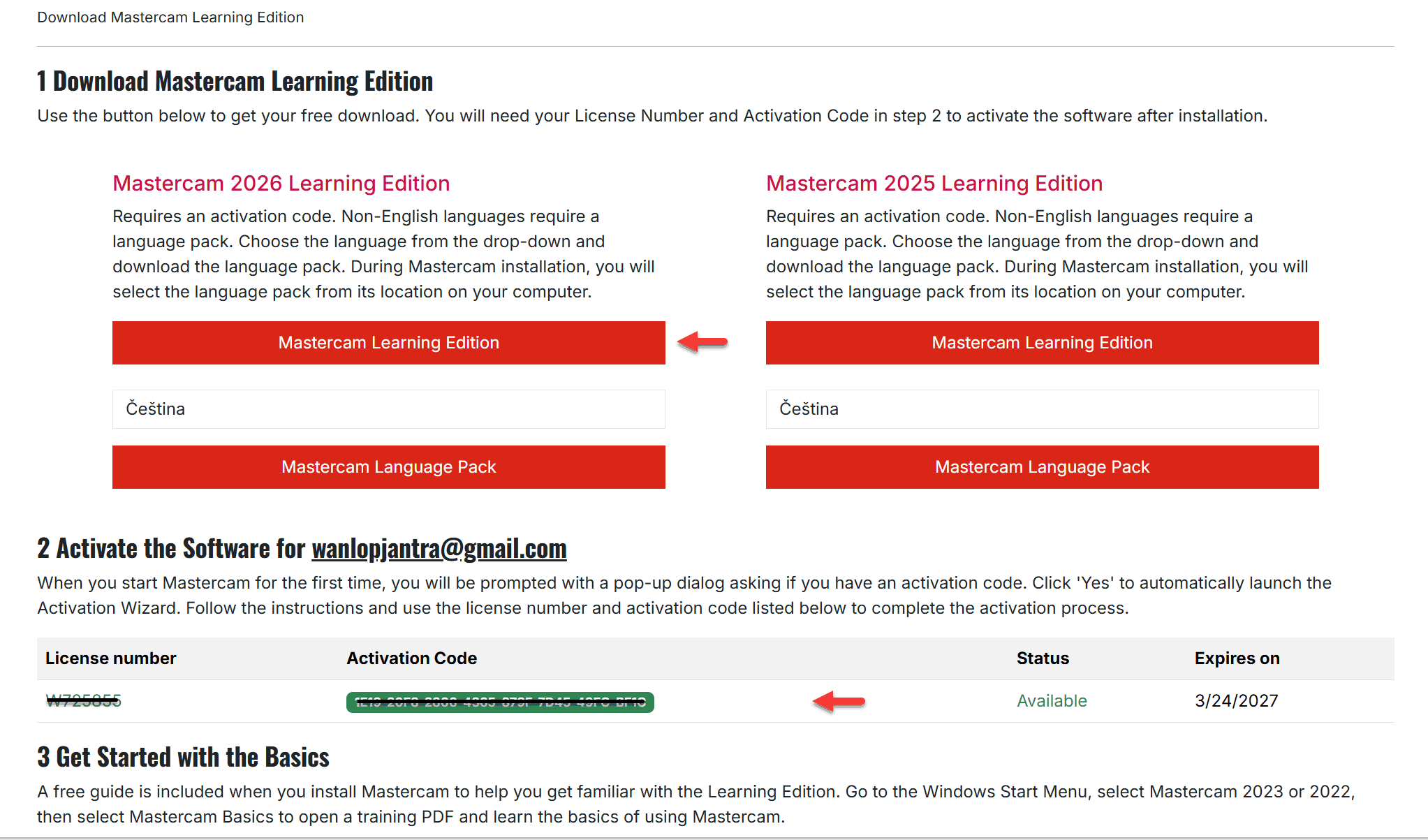 Step 12 ดาวน์โหลดและเปิดใช้งาน Mastercam ด้วย License Code