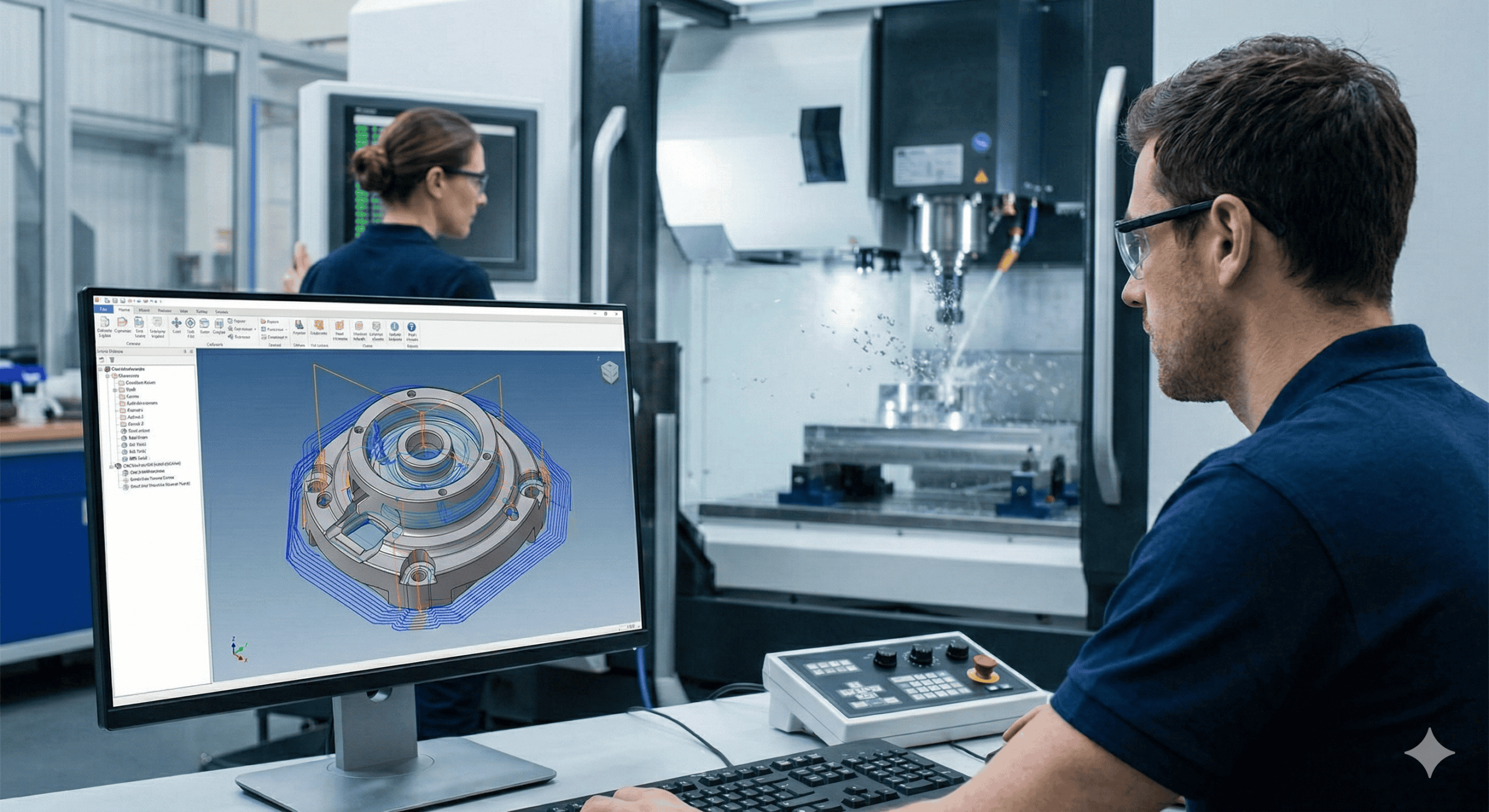 ตัวอย่างการสร้างโปรแกรม CNC และการควบคุมเครื่องจักร