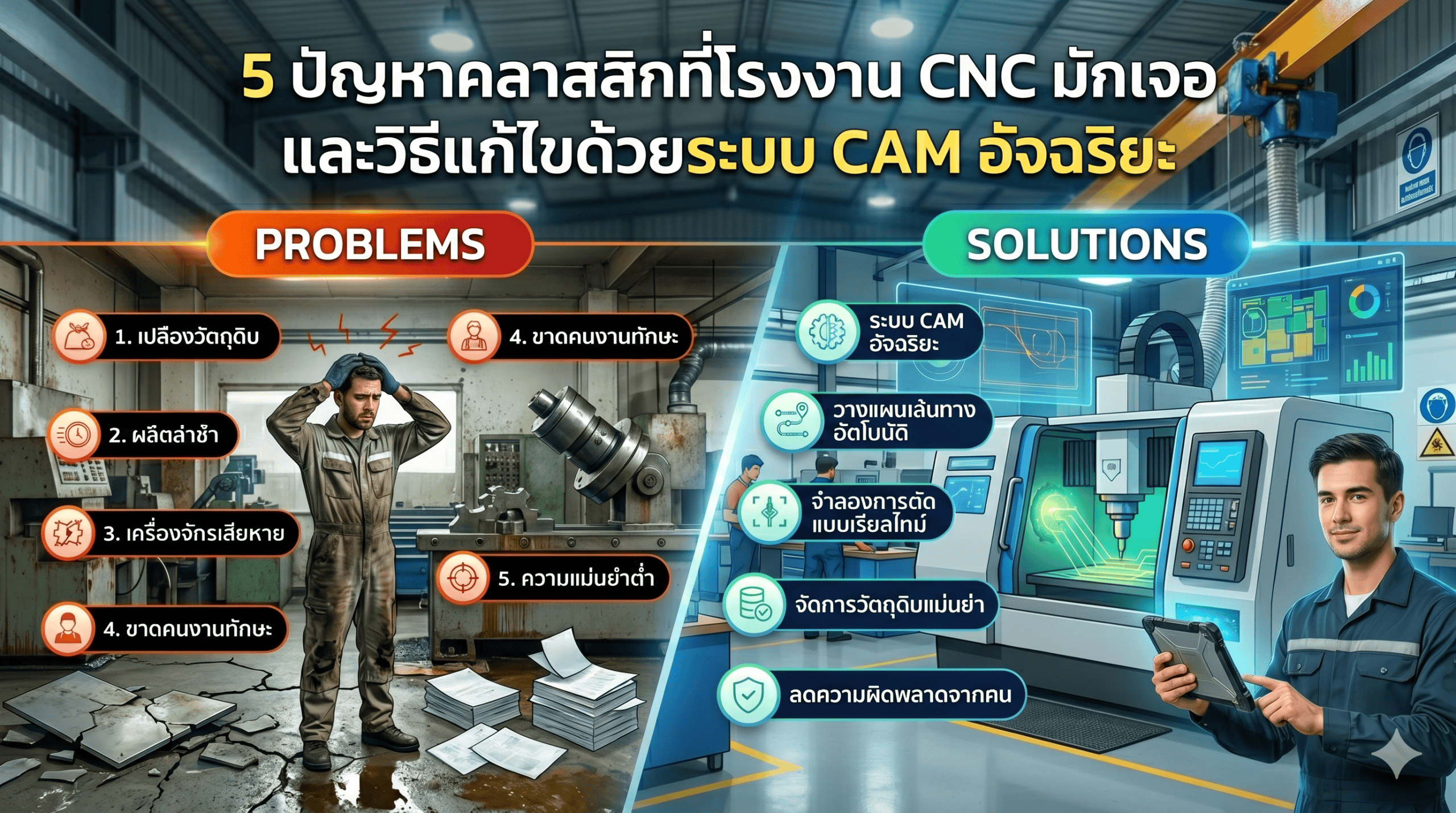 5 ปัญหา CNC Machining ที่โรงงานมักเจอ และวิธีแก้ด้วย CAM Software