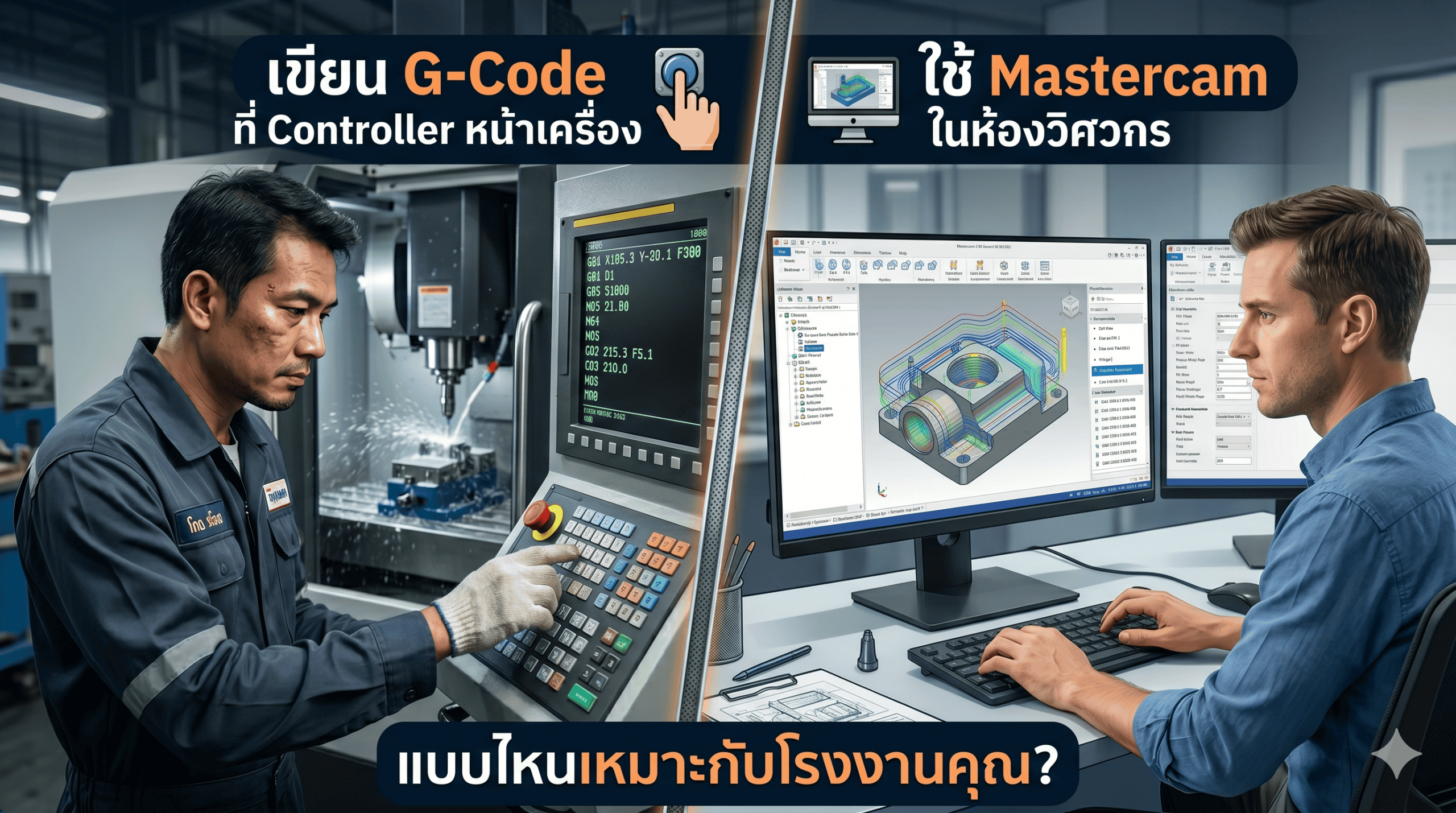 เปรียบเทียบการเขียน G-Code มือกับการใช้ CAM Software