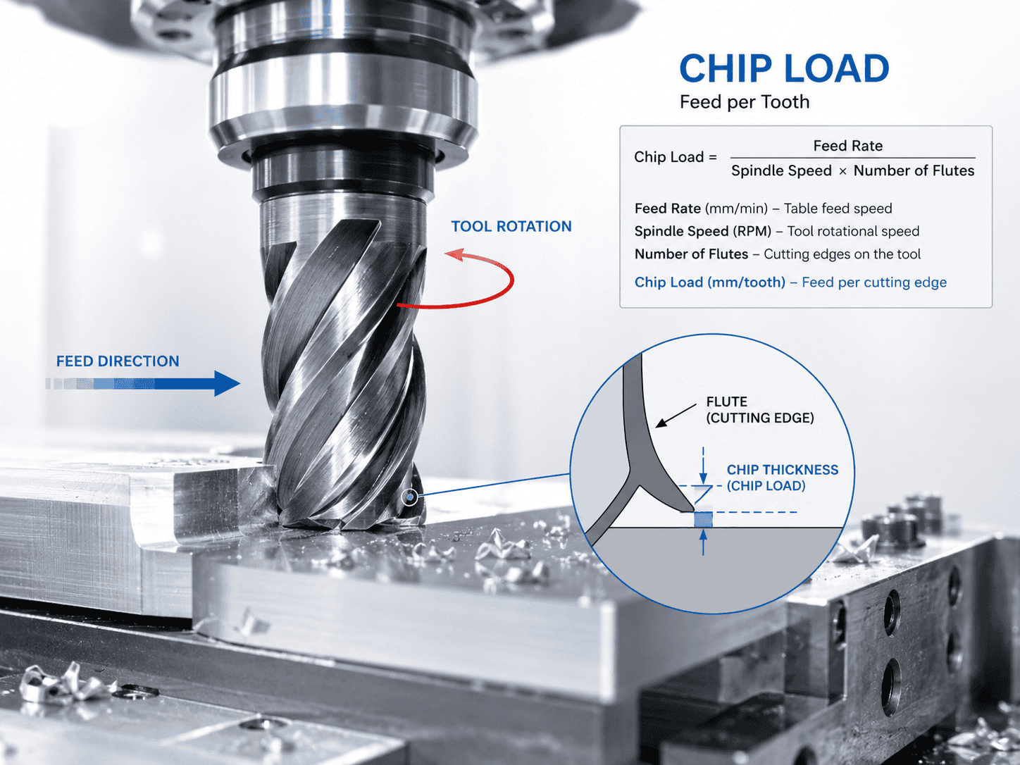 Chip Load and Feed per Tooth explanation for CNC milling